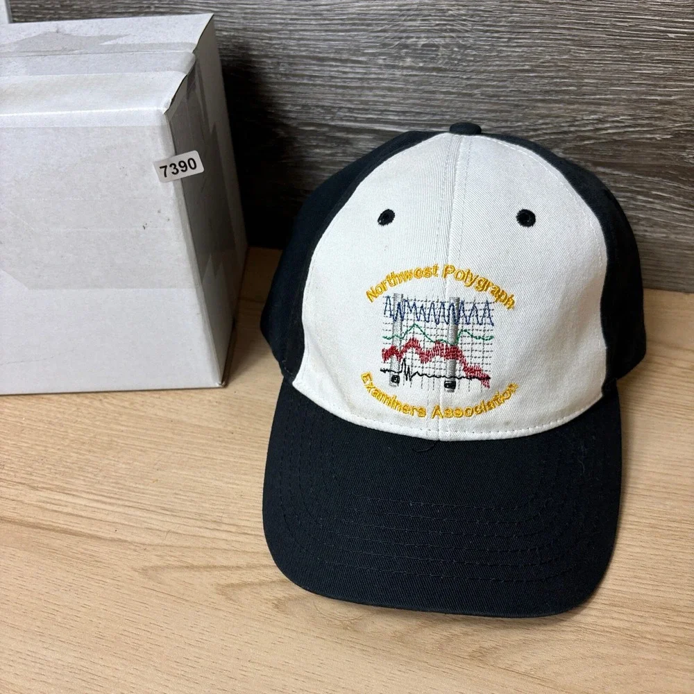 Northwest Polygraph Examiners Hat Cap Strap Back‎ Black White Adjustable